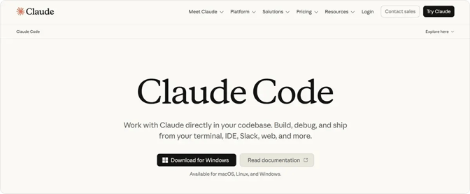 Claude Code homepage