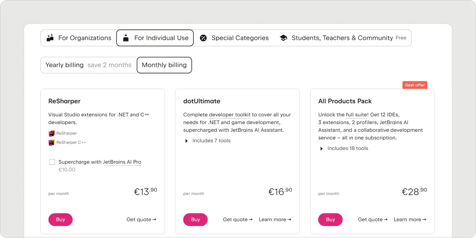 resharper-individuals-pricing