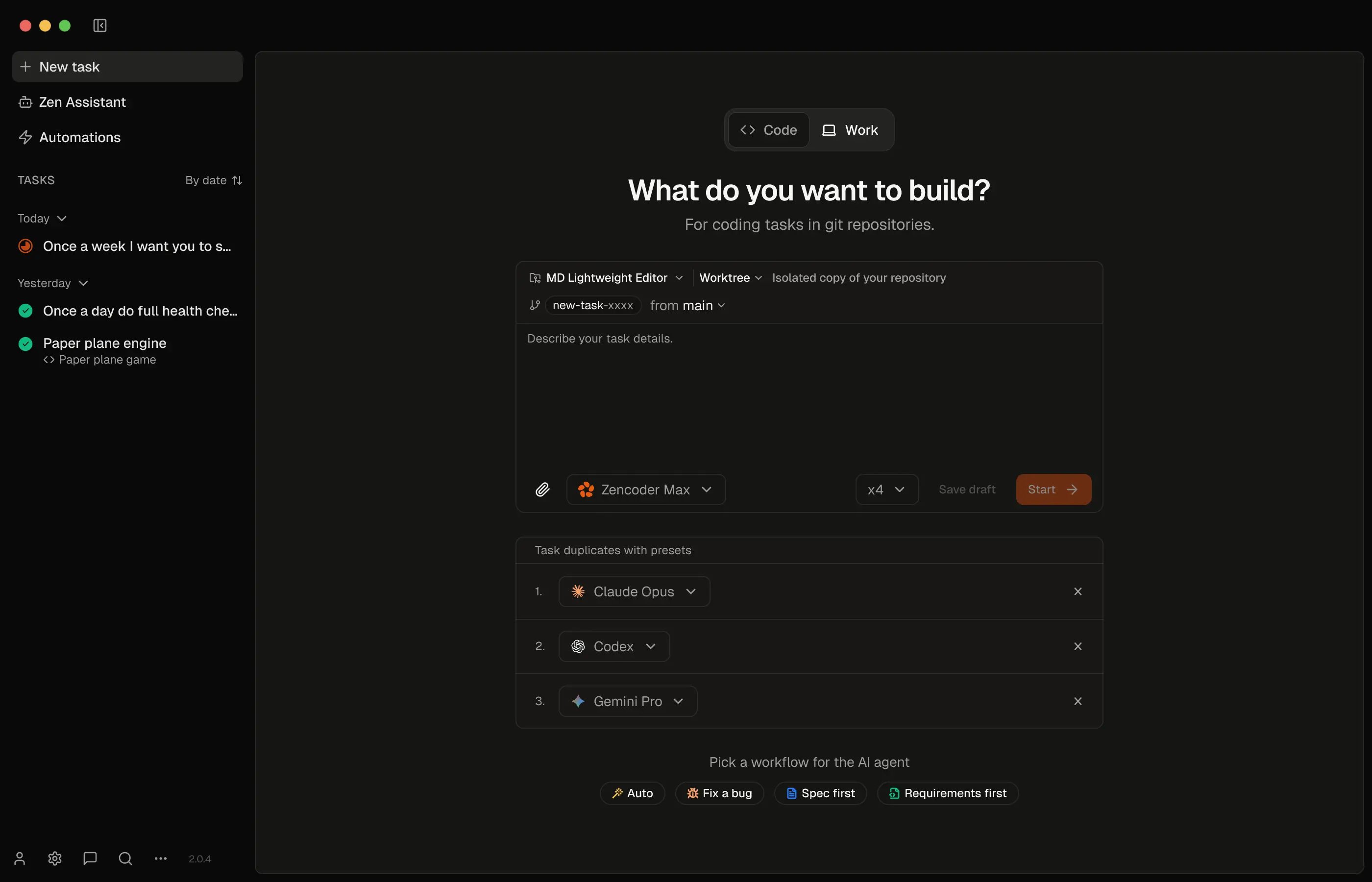 Zenflow 4.0 Model-agnostic
