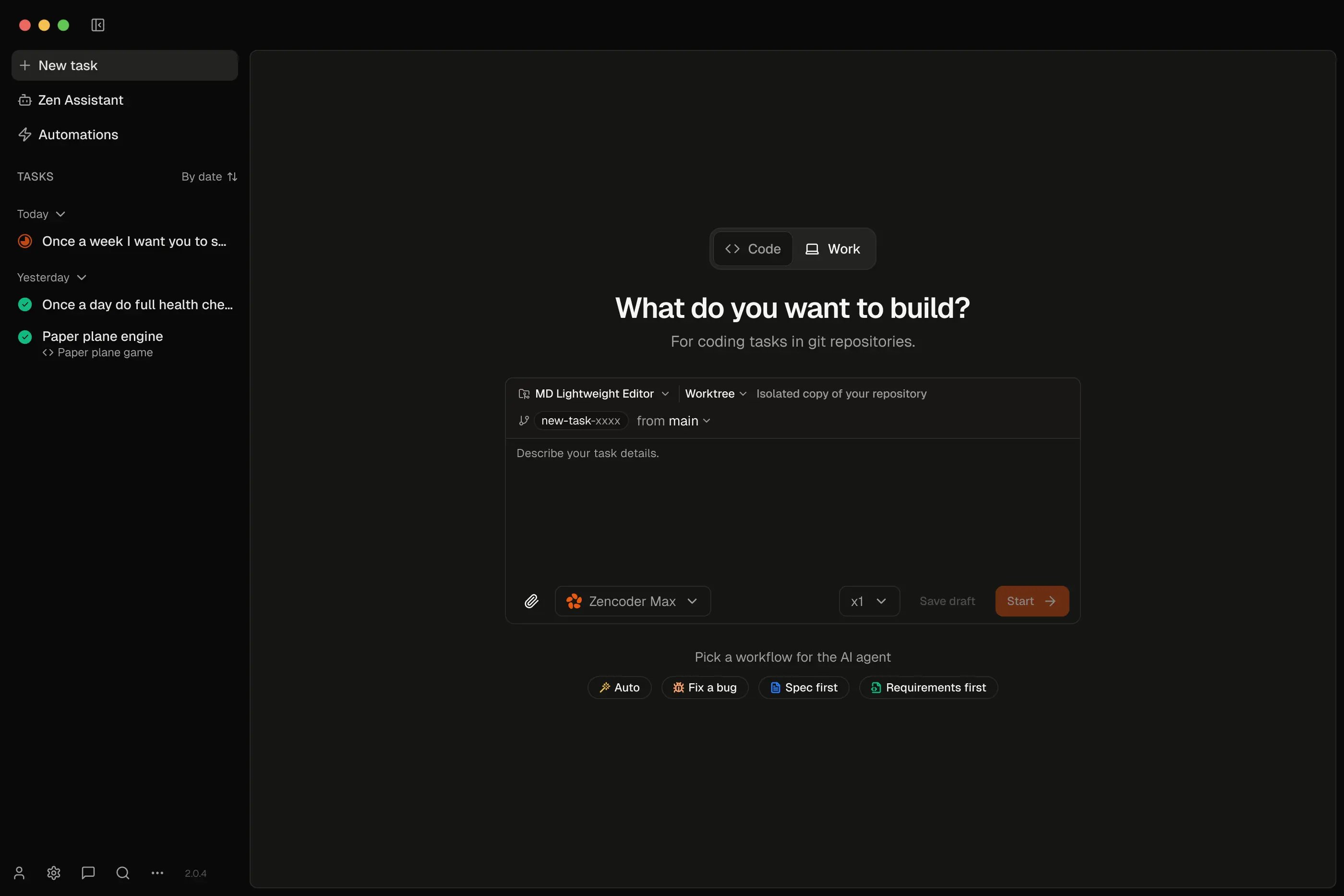 Zenflow 4.0 Step - 1