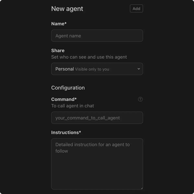 New agent creation