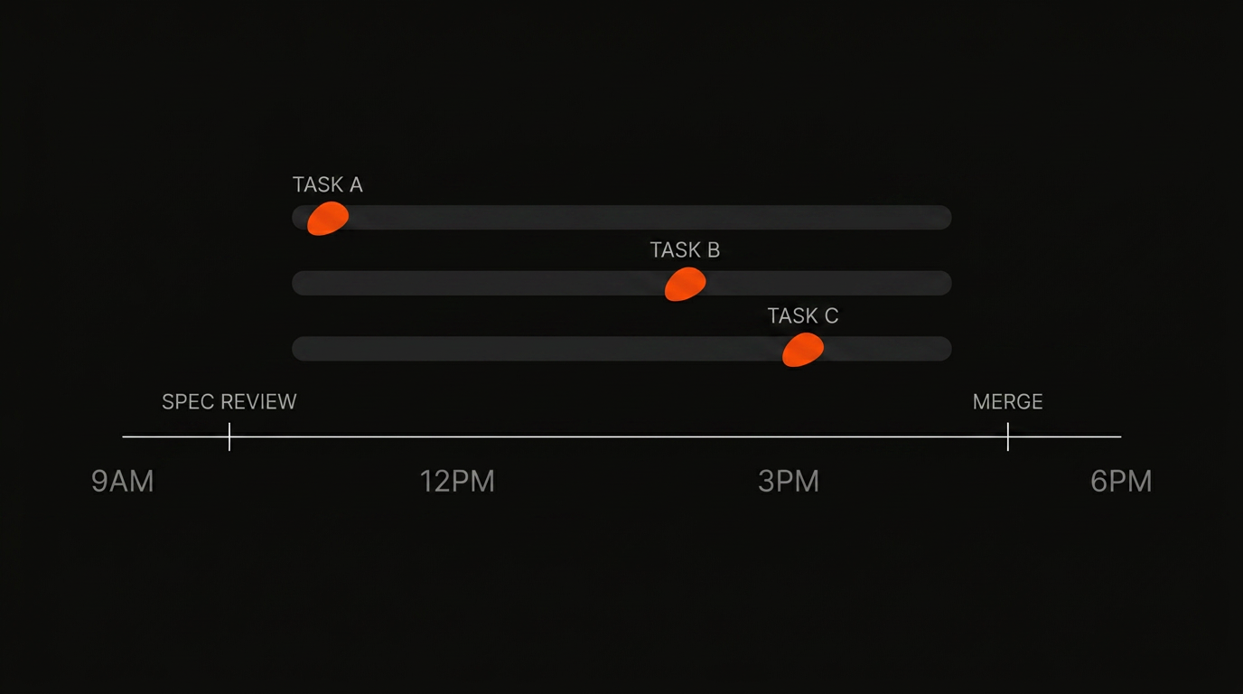 A senior engineer's day shipping three tasks in parallel worktrees using Zenflow